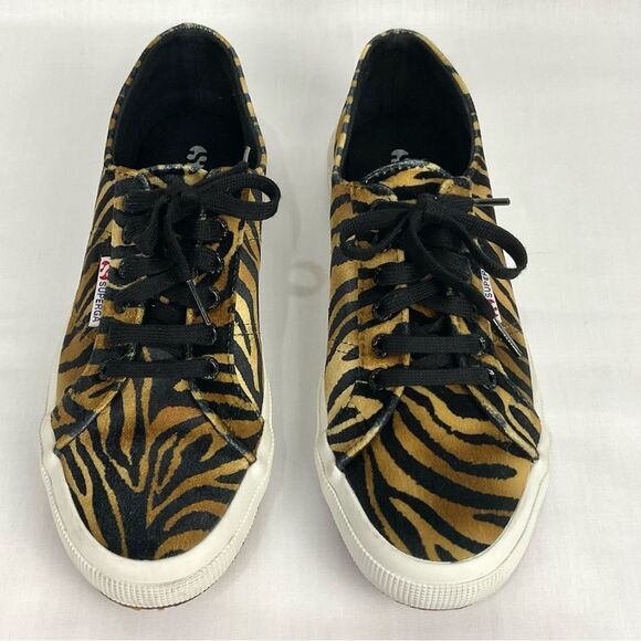 Superga Velvet Zebra Sneakers 2750 Sz 9.5 Tennis Shoes Joggers Gym Shoes Animal - Picture 2 of 9